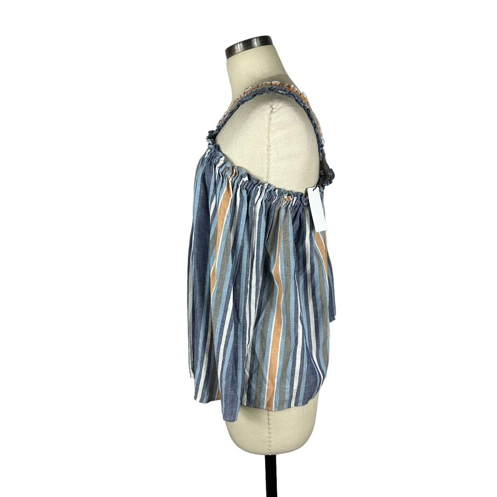 SALE 🌞New CURRENT AIR Halter Striped Ruffle Trapeze Linen Blend Tank Top Size 12 - Picture 2 of 6